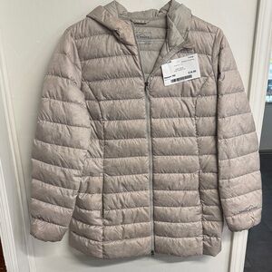 Eddie Bauer Light Beige Hooded Puffer Jacket